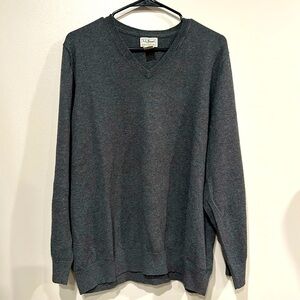 VINTAGE:Mens L.L Bean V Neck Sweater Cotton/Cashmere Gray Size XL Preppy Classic